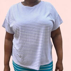 Style & Co Lilac and White stripe Burnout Tee Shirt sz XXL